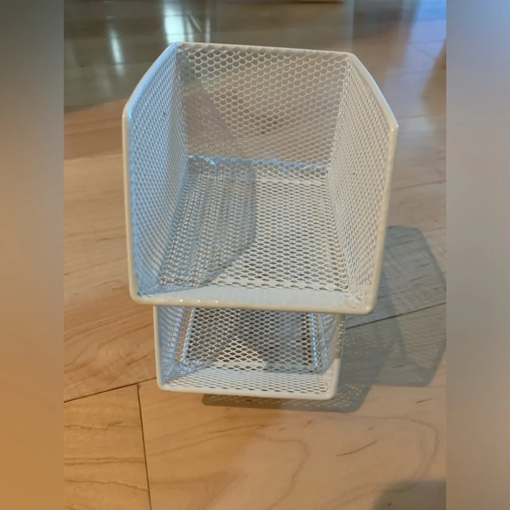 Container Store Stackable White Office Organizer Trays
